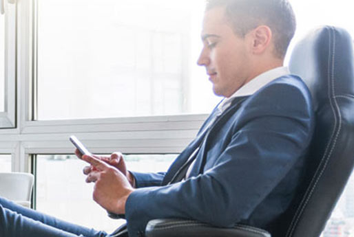 Businessman banking on the go