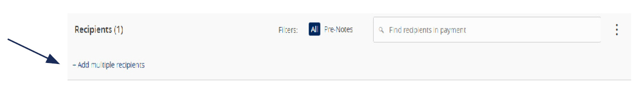 Image of Recipients and where to locate Add Multiple Recipients.