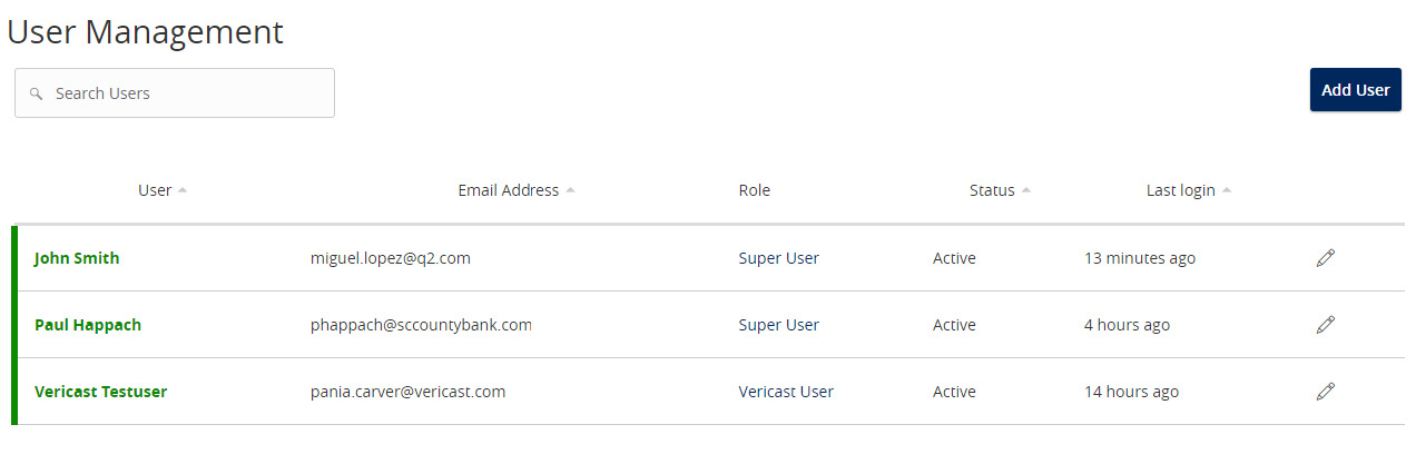 Image of User Management, showing the Add User button and the pencil icons below the Add User button.